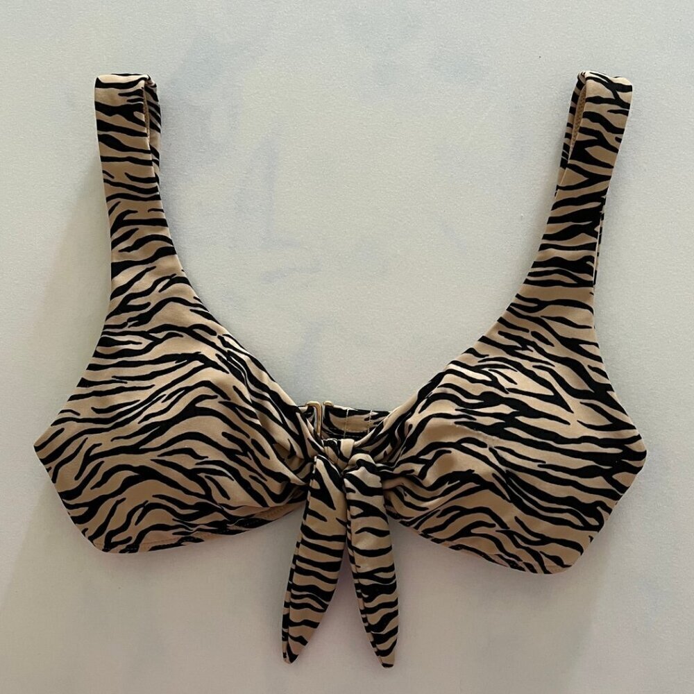Hollister Swim Tan & Black Zebra Print XS Bikini Top